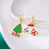 Stetnode New Trend Asymmetric Christmas Earrings for Women Cute Bear Santa Claus Christmas Tree Snowman Drop Earrings Girls Party Jewelry