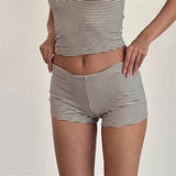 Stetnode Slim Stripes Y2k Women’s Sexy Boy Shorts Casual Low Waist Slim Fit Lounge Shorts Going Out Pants