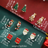 Stetnode 5 Pairs/Set Clip Earring for Women Small Cute Xmas Tree Snowflake Crutch Santa Claus Ear Clip Girls Christmas Party Jewelry Gift