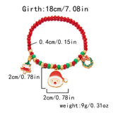 Stetnode Merry Christmas Multicolor Rice Beads Bracelet for Women Snowman Santa Claus Crutch Wreath Pendant Bracelets New Year Jewelry