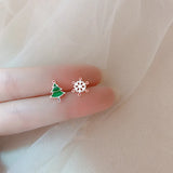 Stetnode Fashion Small Christmas Earrings for Women Cute Asymmetric Elk Santa Claus Snowflake Xmas Tree Stud Earring Girls Party Jewelry