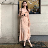 Stetnode Spring Outfit Korean style Summer New Women Elegent Slim Party Ruffles Dress Female Fashion Vintage Clothes Vestidos Dress