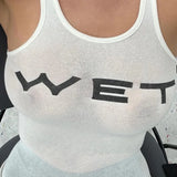 Stetnode 2024 Women Sexy Tank Tops Sub Translucent Slim Tops Street Casual Letter Print top Women's Racerback Vest Summer Clothes