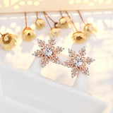 Stetnode Shiny Rhinestone Snowflake Stud Earrings for Women Fashion Small Snowflake Charm Earring Girls Christmas New Year Jewelry Gifts