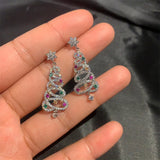 Stetnode Luxury Colorful Rhinestone Christmas Tree Dangle Earrings for Women Exquisite Zircon Star New Year Earrings Girls Party Jewelry