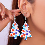 Stetnode Mixed Style Acrylic Christmas Earrings for Women Pattern Christmas Tree Black Cat Santa Claus Drop Earrings Girls Party Jewelry