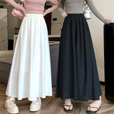 Stetnode Solid Color Casual Wide Leg Pants Women Spring Summer Soft Elastic High Waist Trouses Woman Pleated Skirt Pants Ladies