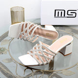 Stetnode Outfits Square-Headed Fairy High-Heeled Sandals with Coarse Heel