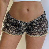 Stetnode Coquette y2k Shorts Women Clothing Summer Casual Leopard Print Elastic Low Waist Short Pants Bloomers 2000s Loungewear