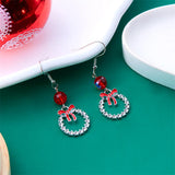 Stetnode New Crystal Christmas Tree Tassel Earrings for Women Trendy Rhinestone Snowflake Bow Round Drop Earring Girls Christmas Jewelry