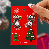 Stetnode New Fashion Plush Christmas Tree Earrings for Women Cute Rhinestone Santa Claus Bells Drop Earring Xmas New Year Holiday Jewelry