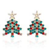 Stetnode New Trendy Rhinestone Christmas Tree Earrings for Women Exquisite Zircon Xmas Tree Drop Earring Girls New Year Festival Jewelry