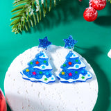 Stetnode Classic Green Christmas Tree Acrylic Printed Earrings for Women Cartoon Pattern Red Star Gloves Drop Earring Xmas Jewelry Gifts