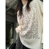 Stetnode Casual Simple Letter Print O-neck T-shirts Y2k E-Girl Long Sleeve Slim Fit Tee Shirt 2024 Summer New White Bottoming Tops Women