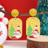 Stetnode New Fashion Acrylic Christmas Tree Earrings for Women Cute Santa Claus Snowflake Gingerbread Man Splicing Wooden Earring Jewelry