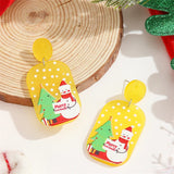 Stetnode New Fashion Acrylic Christmas Tree Earrings for Women Cute Santa Claus Snowflake Gingerbread Man Splicing Wooden Earring Jewelry