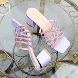 Stetnode Outfits Square-Headed Fairy High-Heeled Sandals with Coarse Heel