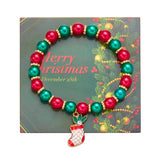 Stetnode Christmas Drip Oil Santa Claus Beaded Bracelets for Women Handmade Crystal Beads Christmas Tree Sock Charm Bracelet Jewelry Gift