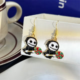 Stetnode Gothic Santa Claus Skeleton Earrings for Women Funny Skull Snowman Drop Earrings Christmas Halloween Festival Party Jewelry Gift