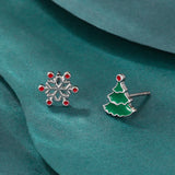 Stetnode Fashion Small Christmas Earrings for Women Cute Asymmetric Elk Santa Claus Snowflake Xmas Tree Stud Earring Girls Party Jewelry