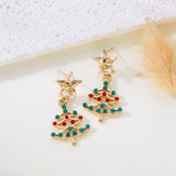 Stetnode Cute Small Christmas Earrings for Women Girls Enamel Rhinestone Xmas Tree Hat Boots Wreath Drop Earring New Year Accessoies Gift