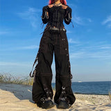 Stetnode Punk Style Y2k Wid Leg Denim Pants E-girl Gothic Loose Trousers Cyber Grunge Cargo Pants Harajuku High Waist Baggy Jeans Women