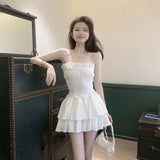 Stetnode Fashion Folds Women Dress Summer Casual Sexy Off Shoulder Female Mini Dresses Y2K Korean Cute Prom Dresses Dress New