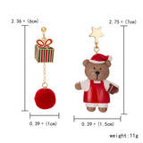 Stetnode Creative Kawaii Bear Santa Claus Deer Asymmetric Earrings For Women Cute Snowman Baby Earrings Christmas Jewelry New Year Gifts