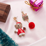 Stetnode Creative Kawaii Bear Santa Claus Deer Asymmetric Earrings For Women Cute Snowman Baby Earrings Christmas Jewelry New Year Gifts