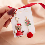 Stetnode Creative Kawaii Bear Santa Claus Deer Asymmetric Earrings For Women Cute Snowman Baby Earrings Christmas Jewelry New Year Gifts