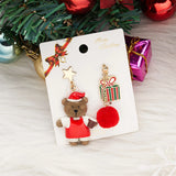 Stetnode Creative Kawaii Bear Santa Claus Deer Asymmetric Earrings For Women Cute Snowman Baby Earrings Christmas Jewelry New Year Gifts