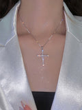 Stetnode Vintage Cross Pendant Necklace with Rhinestone