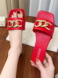 Stetnode Chains Open Toe Split-Joint Square-Toe Slippers