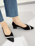 Stetnode Contrast Color Pointed-Toe V-Cut Pumps