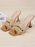 Stetnode Gauze Open Toe Ruffled Split-Joint Pumps Sandals Slippers