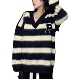 Stetnode Women's Classic Letter P Striped Sweater