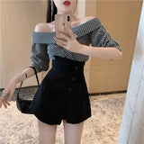 Stetnode 4Xl Suit Black Shorts Women High Waist Irregular Wide Leg Short Pants Office Lady Elegant A Line Loose Shorts Skirts New