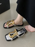 Stetnode Chains Open Toe Split-Joint Square-Toe Sandals