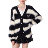 Stetnode Women's Casual Striped Butterfly Knit Cardigan