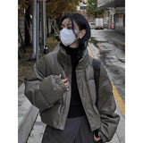 Stetnode Streetwear Short Parkas Women Cropped Pu Leather Cotton Padded Coat Winter Thick Puffer Jacket Korean Warm Down Outwear