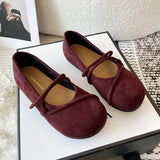 Stetnode Women Deep Brown Flat Soled Boken Shoes Round Shallow Mouth Single Shoes 2024 Autumn Elegant Ballet Style Grandma Shoes