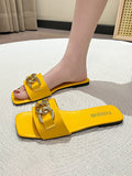 Stetnode Chains Open Toe Split-Joint Square-Toe Slippers