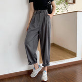 Stetnode Fashion Loose Streetwear Women Wide Leg Pants Summer Elastic High Waist Suit Pants Retro Solid Black Female Trousers New S - 4XL