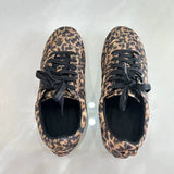 Stetnode Women's Fashion Leopard Flats Shoes Round Toe Shallow Mouth Casual Sneakers Sport 2024 Autumn Outdoor Comfort Lace Up Shoes