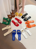 Stetnode Chains Open Toe Split-Joint Square-Toe Slippers