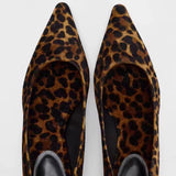 Stetnode Woman Fashion Leopard Print Low Heel Shoes Vintage Pointed Shallow Mouth Single Shoes 2024 Animal Print Office Female Shoes