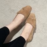 Stetnode Woman Retro Khaki Colour Buckle Loafers Round Toe Mary Jane Flat Single Shoes 2024 French New Shallow Mouth One Foot Flat Shoes