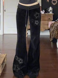 Stetnode Black Y2k Star Print Flare Leg Pants