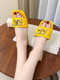 Stetnode Chains Open Toe Split-Joint Square-Toe Slippers