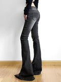 Stetnode Street Distressed Ruched Splice Low Rise Flare Jeans